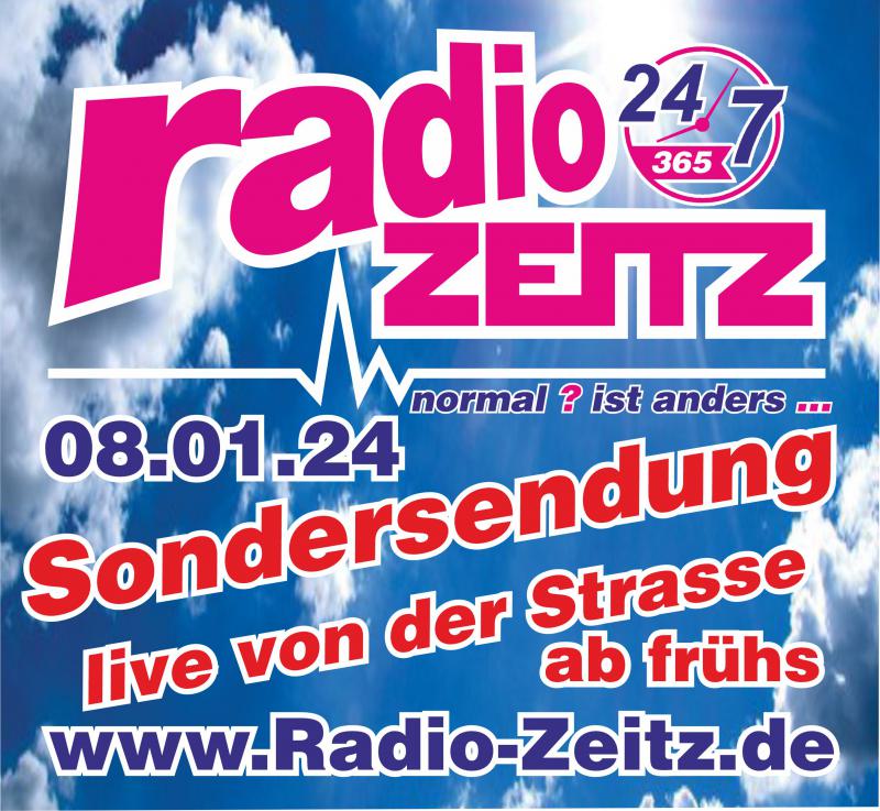 Wir senden live von der Strasse , geplannt sind verschiedene Interview und von verschieden Standorten rund um Zeitz ... Kommunikation zum Sender ausschließlich über unsere FB Gruppe Radio Zeitz ... einschalten und dabei sein ... Sendebeginn frühs ... 